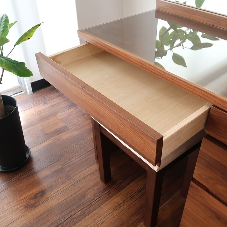 ドレッサー 幅80cm 日本製 完成品 鏡台 天然木 ウォールナット オーク 高級感 木製 頑丈 一面鏡
