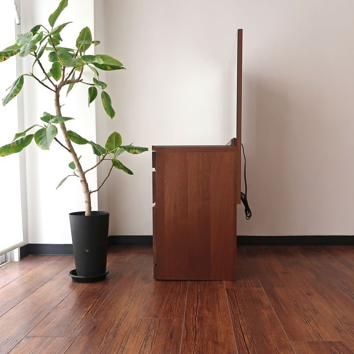 ドレッサー 幅80cm 日本製 完成品 鏡台 天然木 ウォールナット オーク 高級感 木製 頑丈 一面鏡