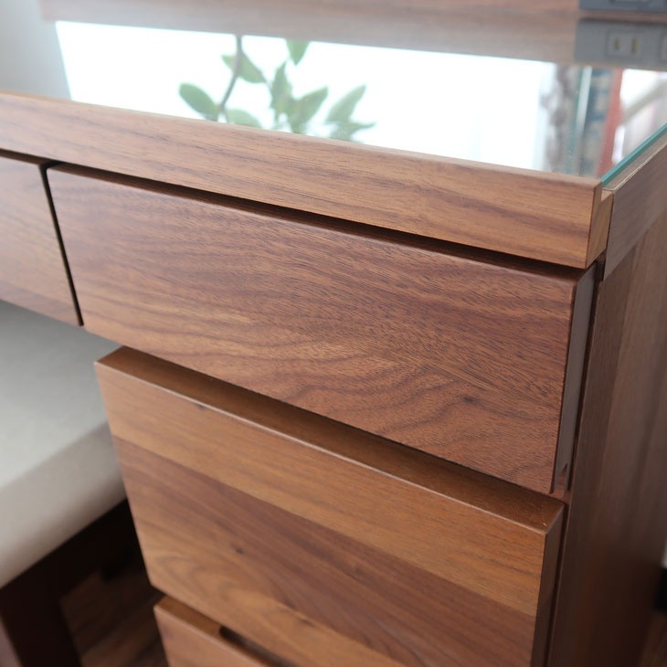 ドレッサー 幅80cm 日本製 完成品 鏡台 天然木 ウォールナット オーク 高級感 木製 頑丈 一面鏡