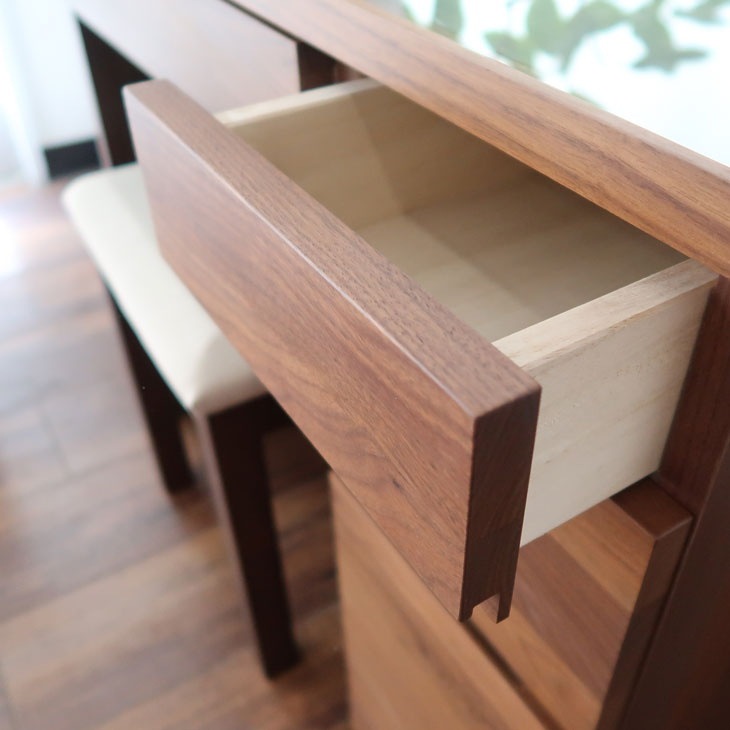 ドレッサー 幅80cm 日本製 完成品 鏡台 天然木 ウォールナット オーク 高級感 木製 頑丈 一面鏡