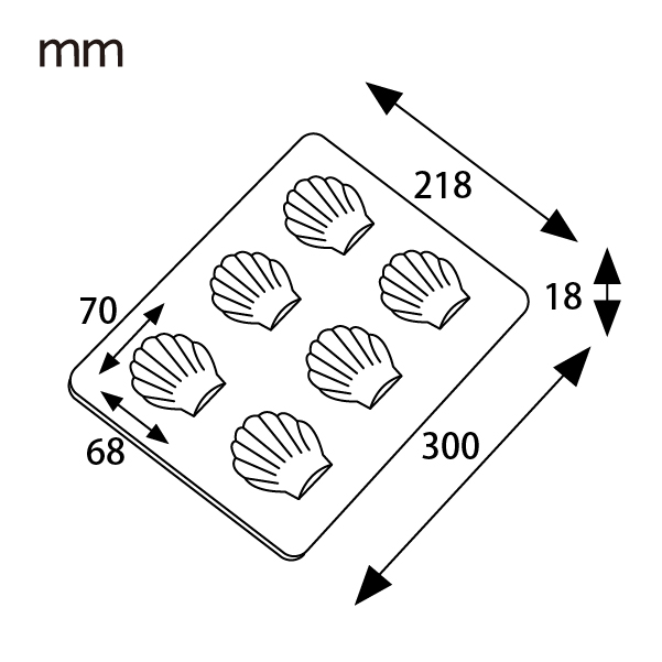 シルバー天板 ホタテ型 6P シリコン付 1個入 松永製作所 KMP001-1 | 型