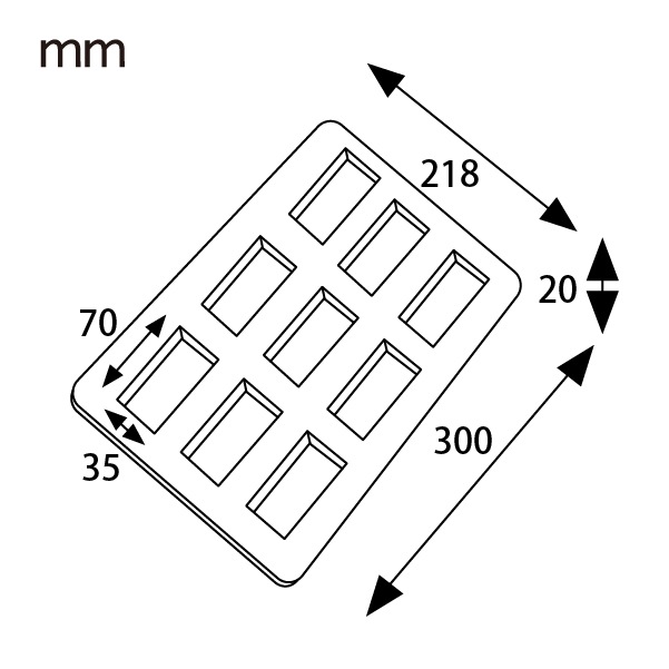 シルバー天板 スリムフィナンシェ型 9P シリコン付 1個入 松永製作所