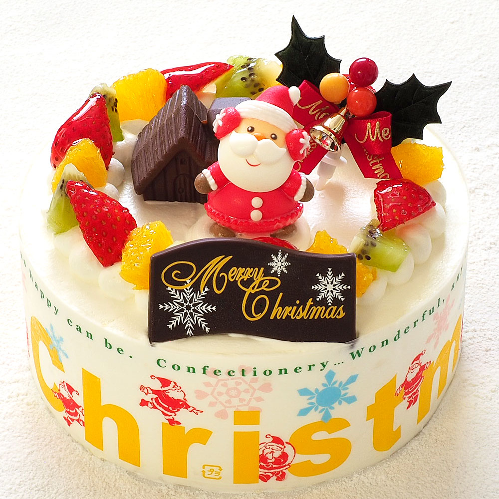 卵不使用クリスマスケーキ フルーツ生クリーム 5号