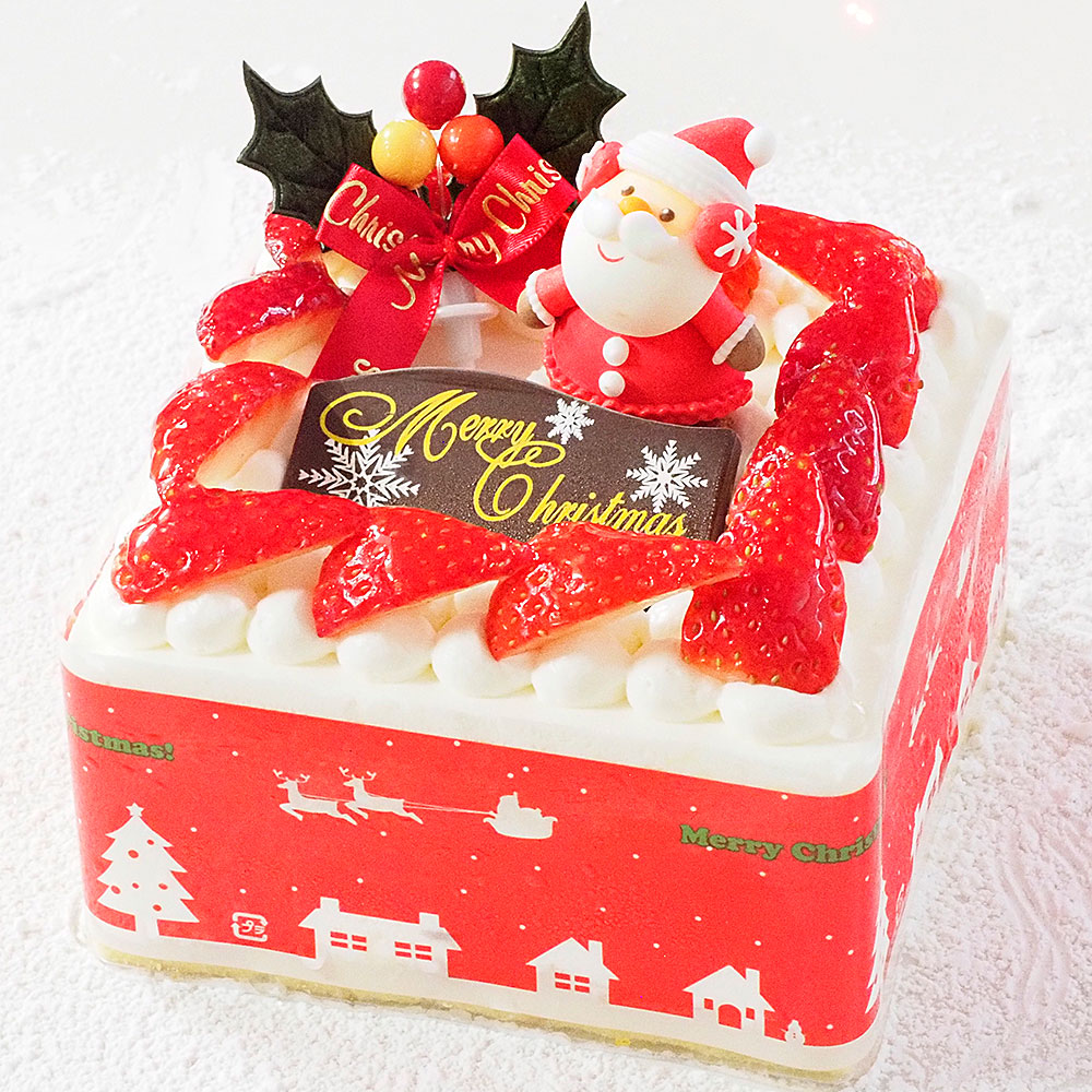 クリスマススクエア型イチゴ生クリーム 4号 ケーキ Cake Express 公式