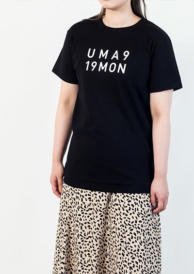 [即納品]Tシャツ　ユニセックス＜うまくいく紋・LOGO・黒地白プリント＞　※ギフトラッピング不可