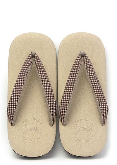 [オーダー品]カフェぞうり　メンズ　No.6020＜江戸小紋/行儀文様・ブラウン＞