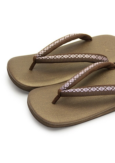 [オーダー品]カフェぞうり　メンズ　No.7220＜博多織/茶色地＞