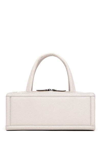 [即納品]利休型箱バッグ　ギアナ＜藤紫（No.319C）＞　刻印：銀箔　金具：アンティークゴールド