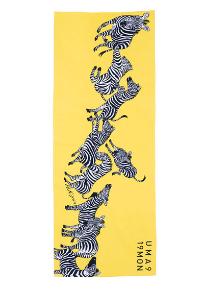 [即納品]手ぬぐい　手捺染＜うまくいく紋/左馬・黄黒＞