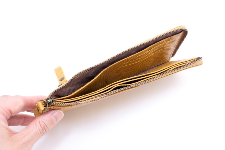 [即納品]縦たば財布ロング　ギアナ＜No.421C（辛子）＞