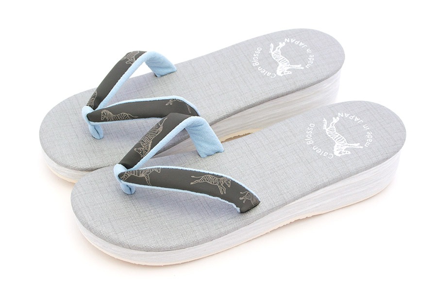 [Lサイズ即納品]カフェぞうりサマー　レディース　No.34423＜うるしまうま・グレー＞（厚底モデル）