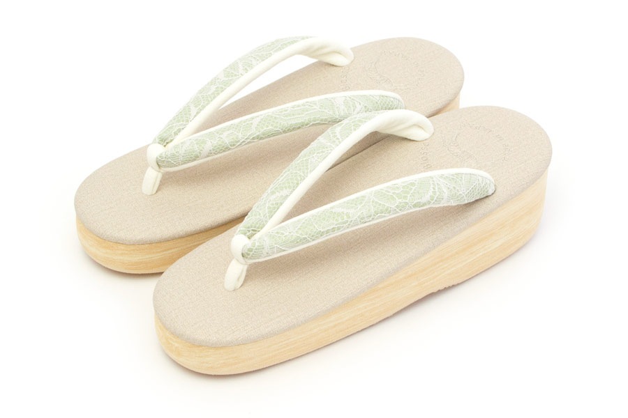 [Sサイズ即納品]カフェぞうり　レディース　No.26421＜ボタニカルレース鼻緒＞