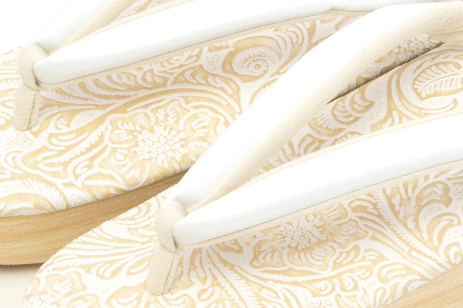 [オーダー品]カフェぞうり　レディース　No.26021＜ボタニカル／アイボリー＞