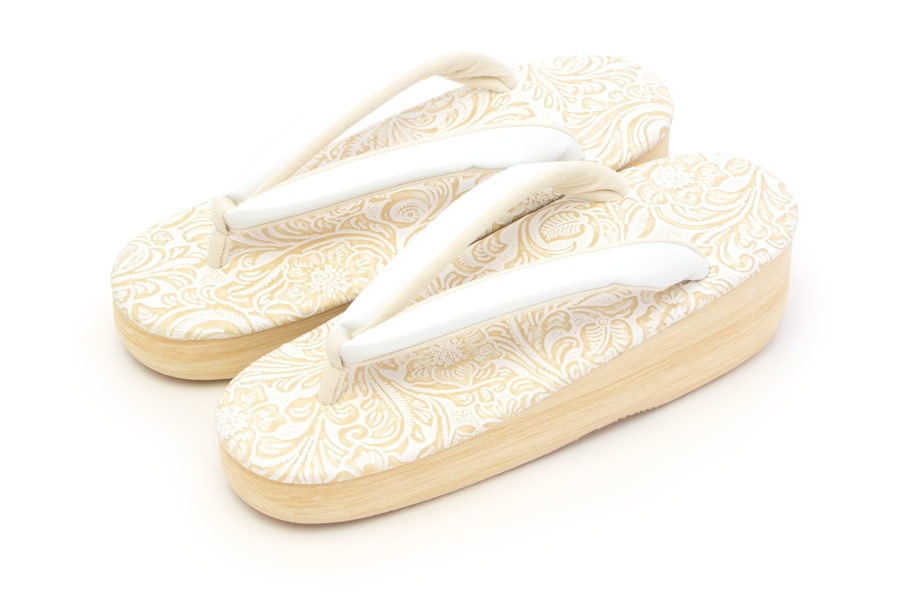 [オーダー品]カフェぞうり　レディース　No.26021＜ボタニカル／アイボリー＞