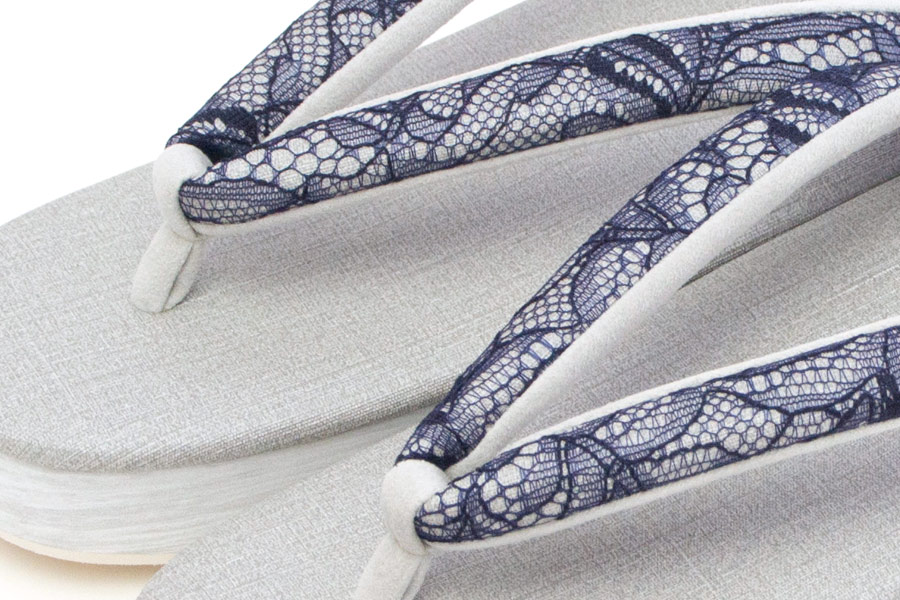 [Lサイズ即納品]カフェぞうり　レディース　No.26721＜ボタニカルレース鼻緒＞