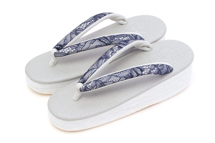 [Lサイズ即納品]カフェぞうり　レディース　No.26721＜ボタニカルレース鼻緒＞