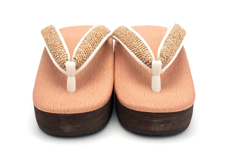 [Lサイズ即納品]【ネット限定】カフェぞうり　レディース　No.K36＜網代紋様/メロウオレンジ＞