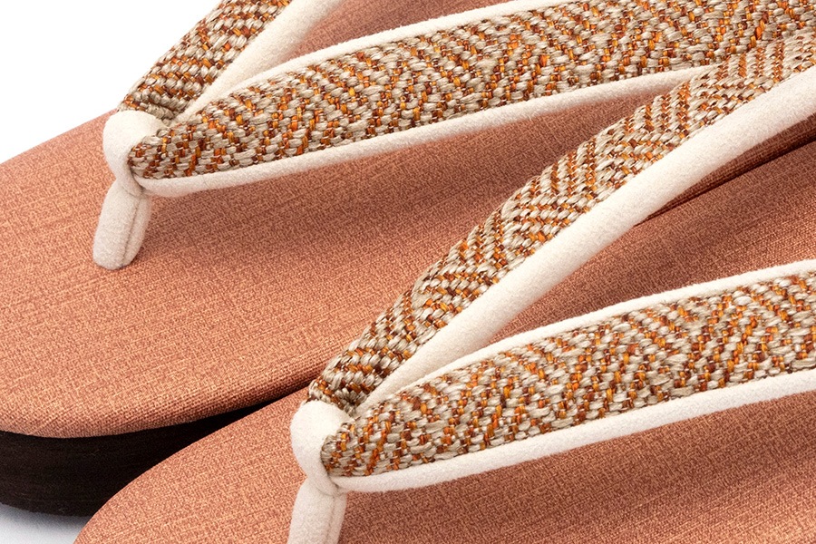 [Lサイズ即納品]【ネット限定】カフェぞうり　レディース　No.K36＜網代紋様/メロウオレンジ＞