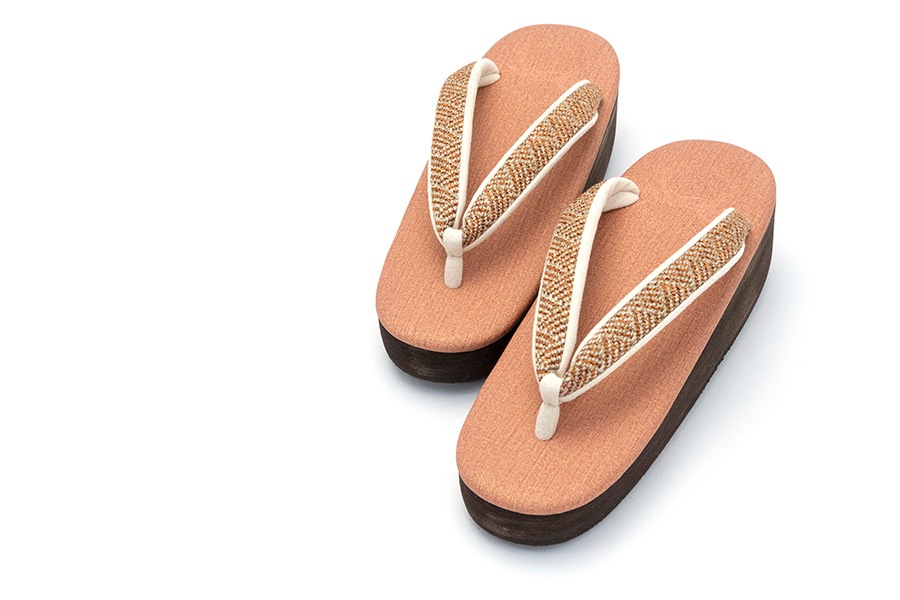 [Lサイズ即納品]【ネット限定】カフェぞうり　レディース　No.K36＜網代紋様/メロウオレンジ＞