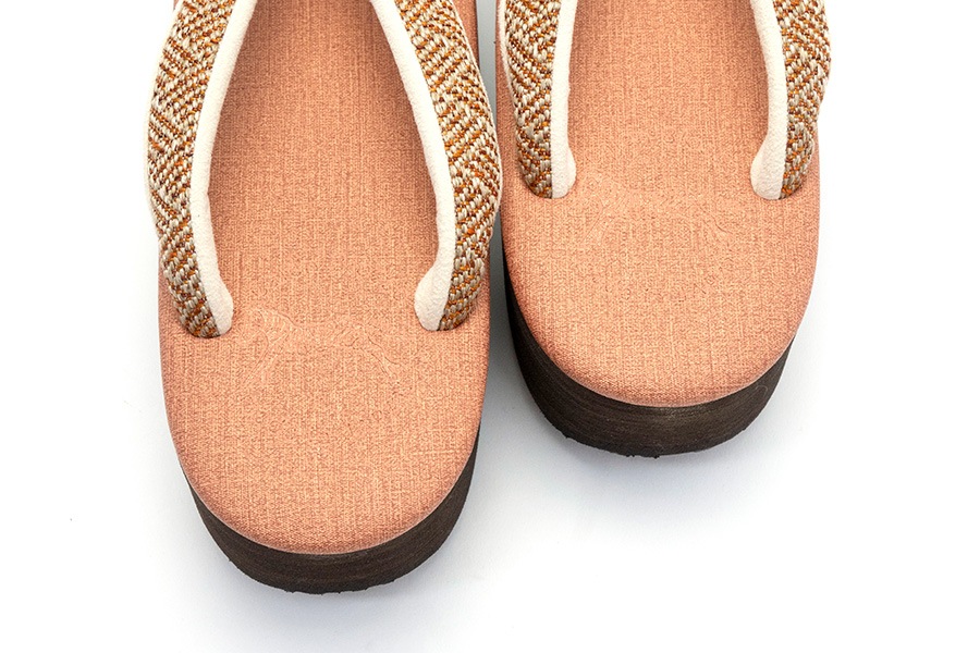 [Lサイズ即納品]【ネット限定】カフェぞうり　レディース　No.K36＜網代紋様/メロウオレンジ＞