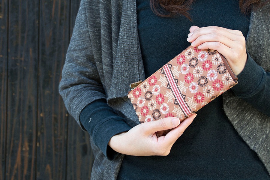 [即納品]札入れ　西陣織＜ゼブラス・赤＞