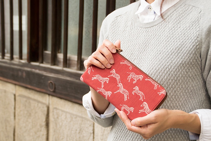 [即納品]札入れ　西陣織＜ゼブラス・赤＞