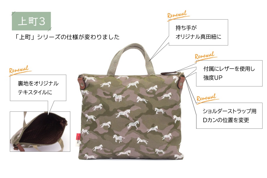 [即納品]上町3　ナイロン＜迷彩カーキ＞（ショルダーストラップ付き）