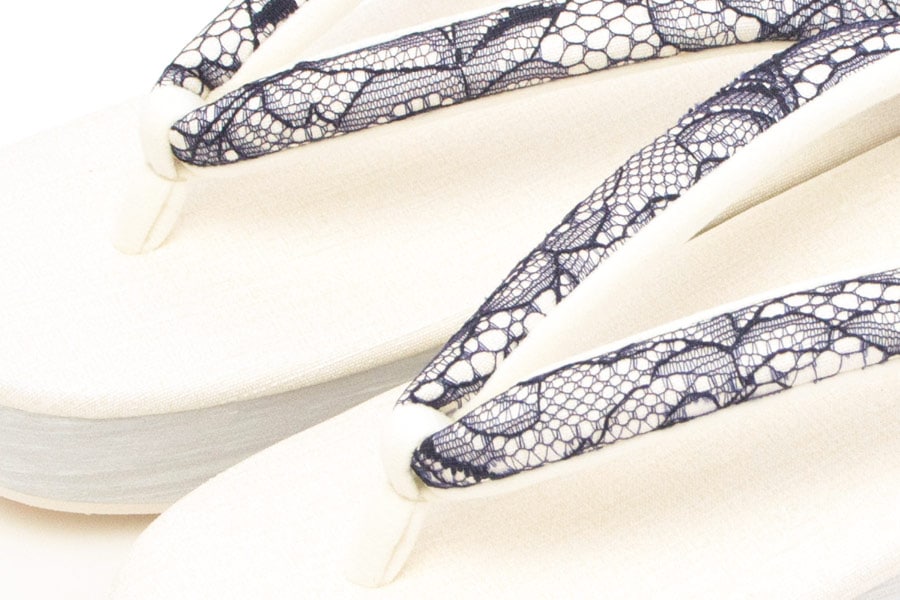 [Sサイズ即納品]カフェぞうり　レディース　No.26321＜ボタニカルレース鼻緒＞