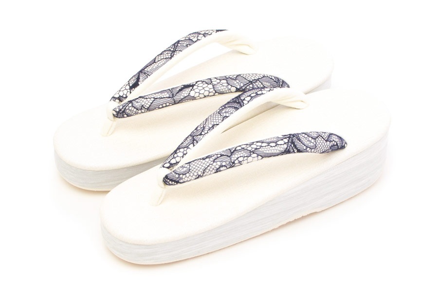 [Sサイズ即納品]カフェぞうり　レディース　No.26321＜ボタニカルレース鼻緒＞