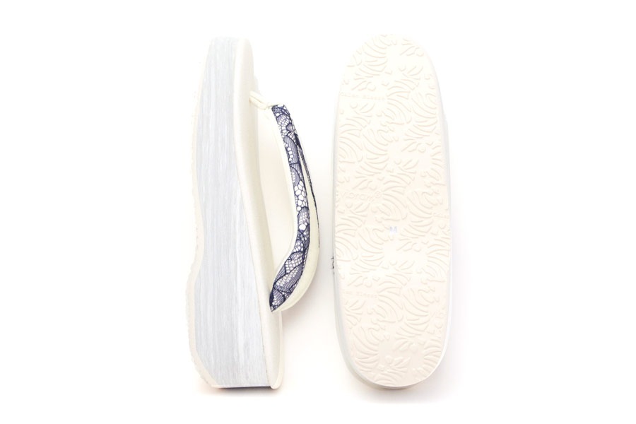 [Sサイズ即納品]カフェぞうり　レディース　No.26321＜ボタニカルレース鼻緒＞