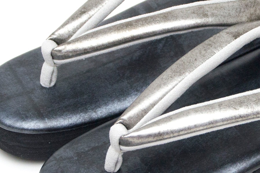 [オーダー品]カフェぞうり レディース No.21522＜いぶし銀×マットブラック＞