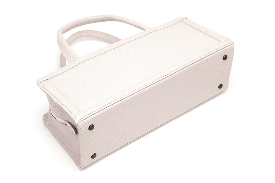 [即納品]利休型箱バッグ　ギアナ＜藤紫（No.319C）＞　刻印：銀箔　金具：アンティークゴールド