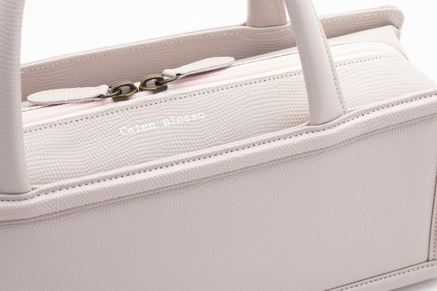 [即納品]利休型箱バッグ　ギアナ＜藤紫（No.319C）＞　刻印：銀箔　金具：アンティークゴールド