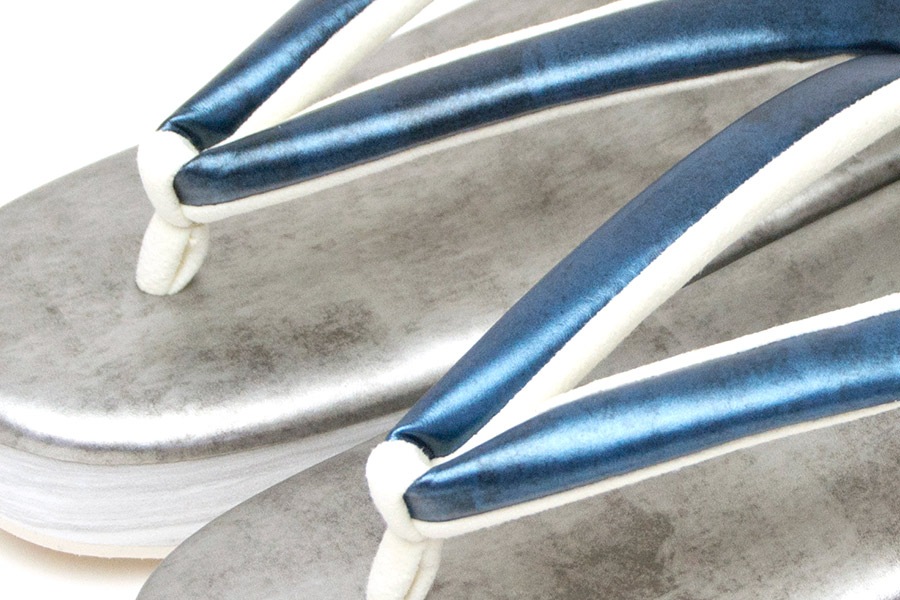 [オーダー品]カフェぞうり レディース No.21622＜グランブルー×いぶし銀＞