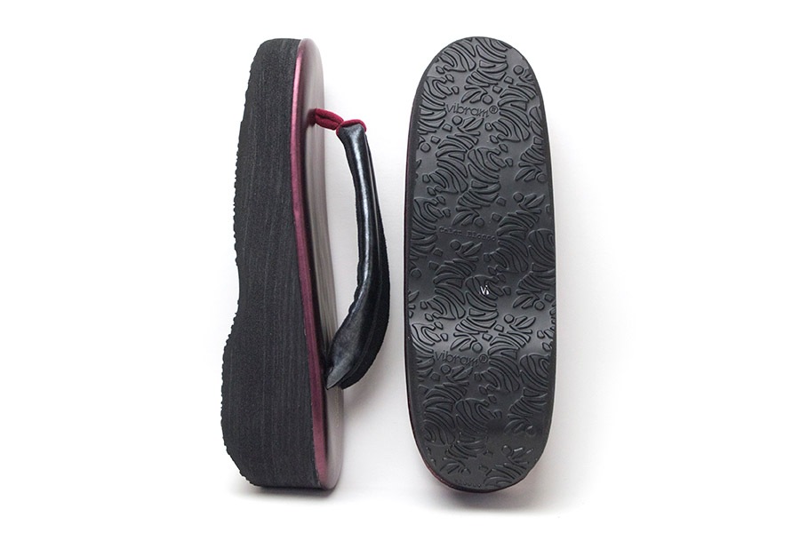 [オーダー品]カフェぞうり レディース No.21822＜RS/マットブラック×ワインレッド＞