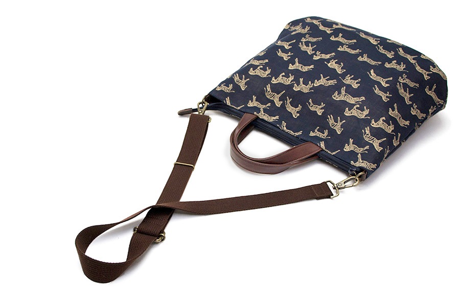 [即納品]グレーザ　西陣織＜ゼブラス・紺＞革：ブラウン