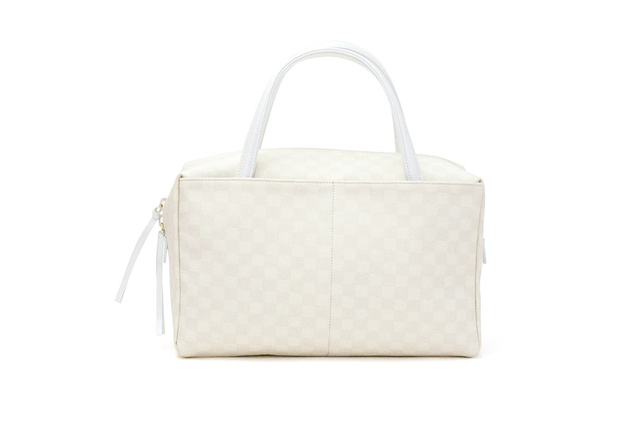 【受注生産：納期2ヶ月】LIバッグ（エルアイバッグ）　V格子＜ホワイト＞　金具：ゴールド