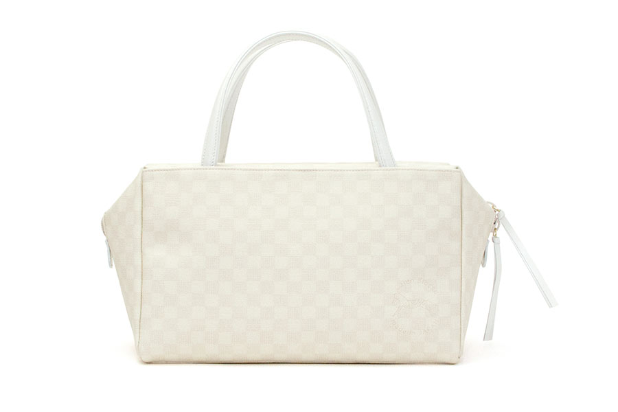 【受注生産：納期2ヶ月】LIバッグ（エルアイバッグ）　V格子＜ホワイト＞　金具：ゴールド