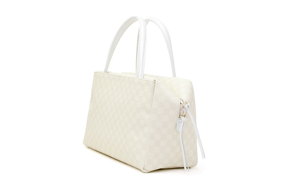 【受注生産：納期2ヶ月】LIバッグ（エルアイバッグ）　V格子＜ホワイト＞　金具：ゴールド