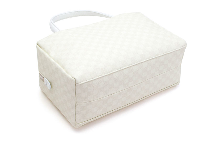 【受注生産：納期2ヶ月】LIバッグ（エルアイバッグ）　V格子＜ホワイト＞　金具：ゴールド