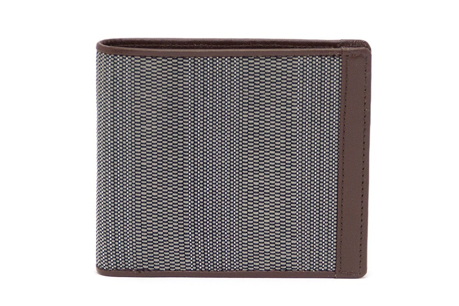 [即納品]二つ折り財布　小銭入れなしタイプ　鎧織＜グレー＞　No.N-1