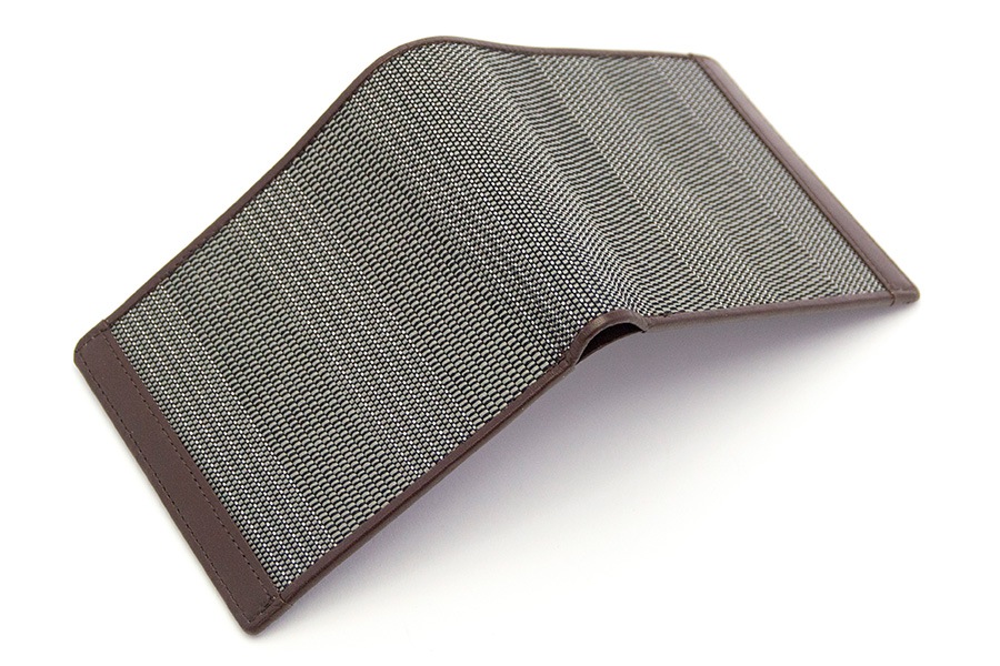 [即納品]二つ折り財布　小銭入れなしタイプ　鎧織＜グレー＞　No.N-1