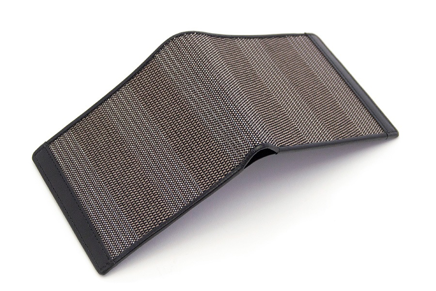 [即納品]二つ折り財布　小銭入れなしタイプ　鎧織＜アッシュブラウン＞　No.N-2