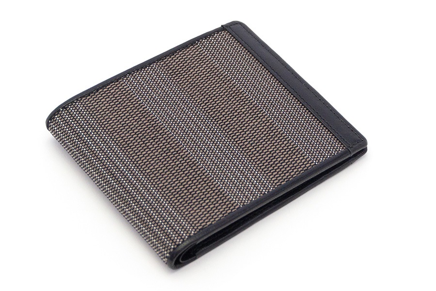 [即納品]二つ折り財布　小銭入れなしタイプ　鎧織＜アッシュブラウン＞　No.N-2