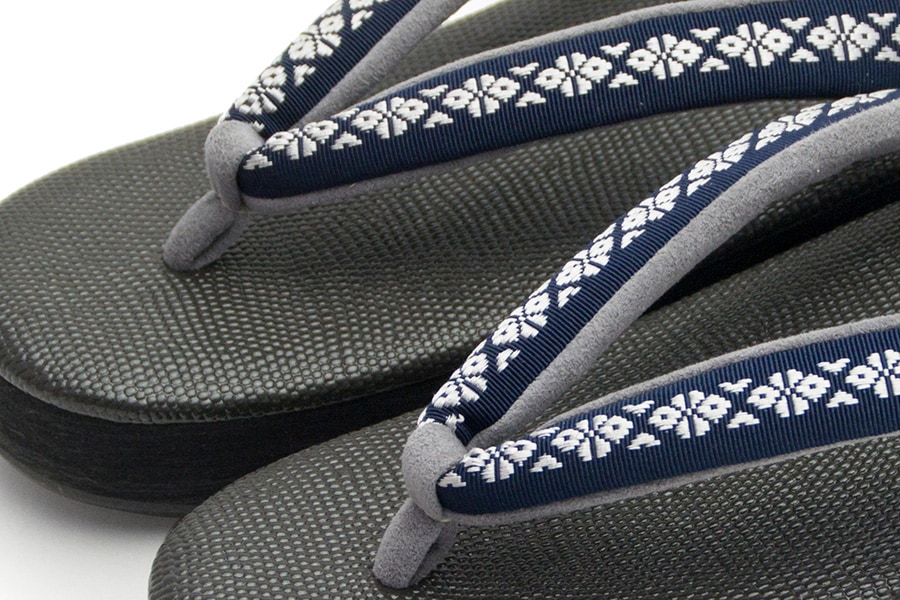 [オーダー品]カフェぞうり　レディース　No.18420＜博多織/紺地＞