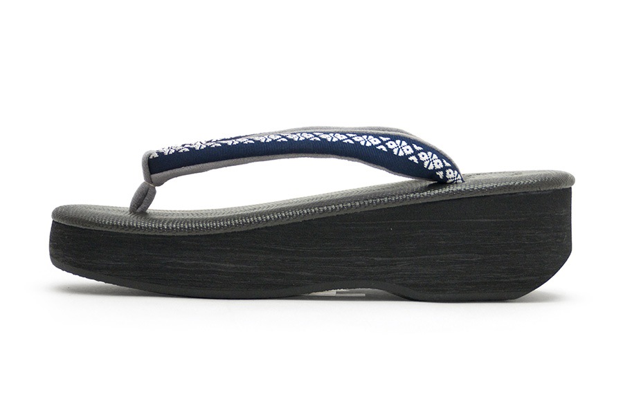 [オーダー品]カフェぞうり　レディース　No.18420＜博多織/紺地＞