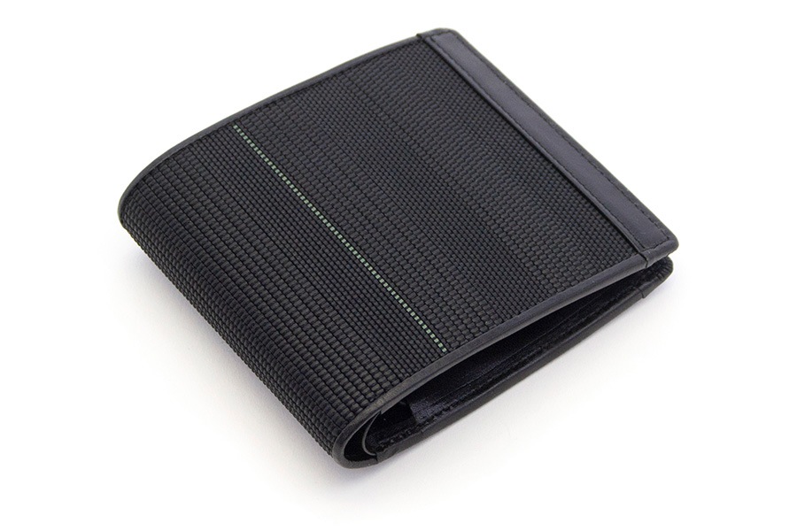 [即納品]二つ折り財布　鎧織＜ブラック×グリーンライン＞　No.A-3