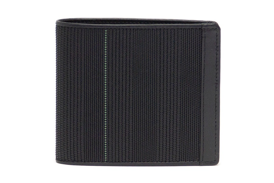 [即納品]二つ折り財布　鎧織＜ブラック×グリーンライン＞　No.A-3