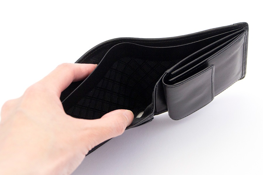 [即納品]二つ折り財布　鎧織＜ブラック×グリーンライン＞　No.A-3