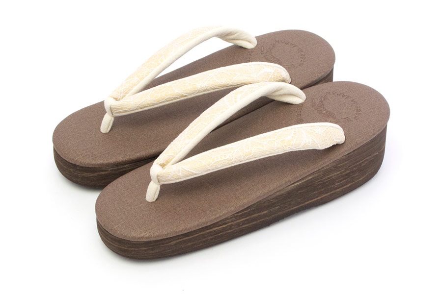 [Sサイズ即納品]カフェぞうり　レディース　No.26521＜ボタニカルレース鼻緒＞